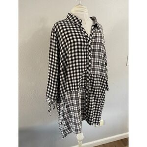 Susan Graver yarn-dyed gingham button-front shirt size 3x